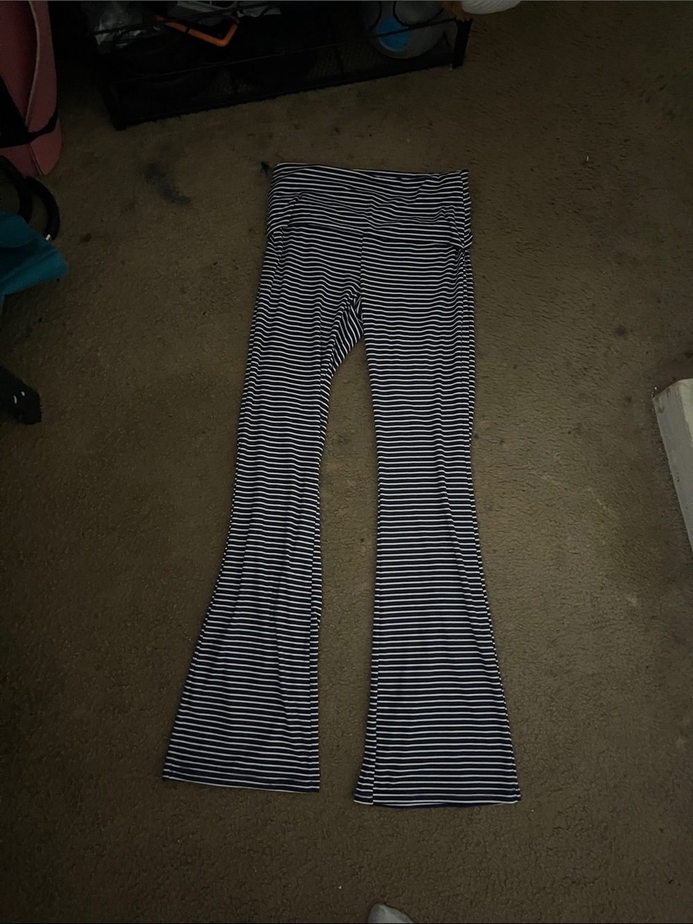 Striped Flare Pants - Navy & White